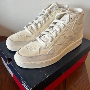 Reebok Cream Textured High-Top Sneakers
